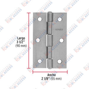 Alternative view of Bolsa con 2 bisagras rectangulares 3-1/2", acero pulido, Hermex