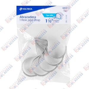Bolsa c/5 abrazaderas tipo uña 1-1/2" p/tubo pared delgada, Volteck