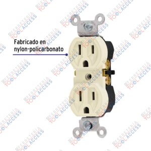 Alternative view of Contacto dúplex, 2 polos 3 hilos, Standard, marfil, VOLTECK