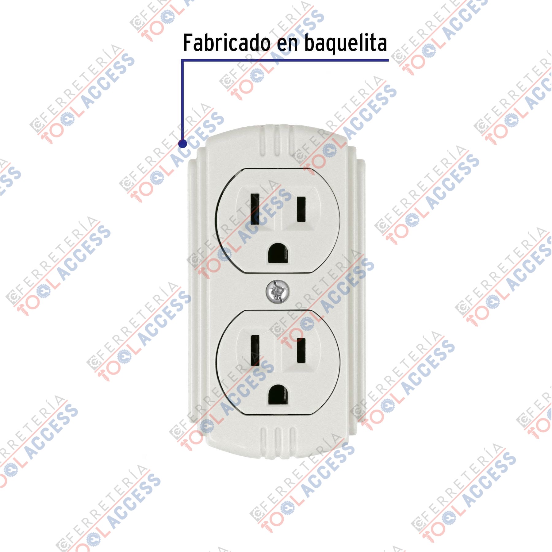 Alternative view of Contacto de sobreponer dúplex, 2 polos+ tierra, baquelita, Volteck