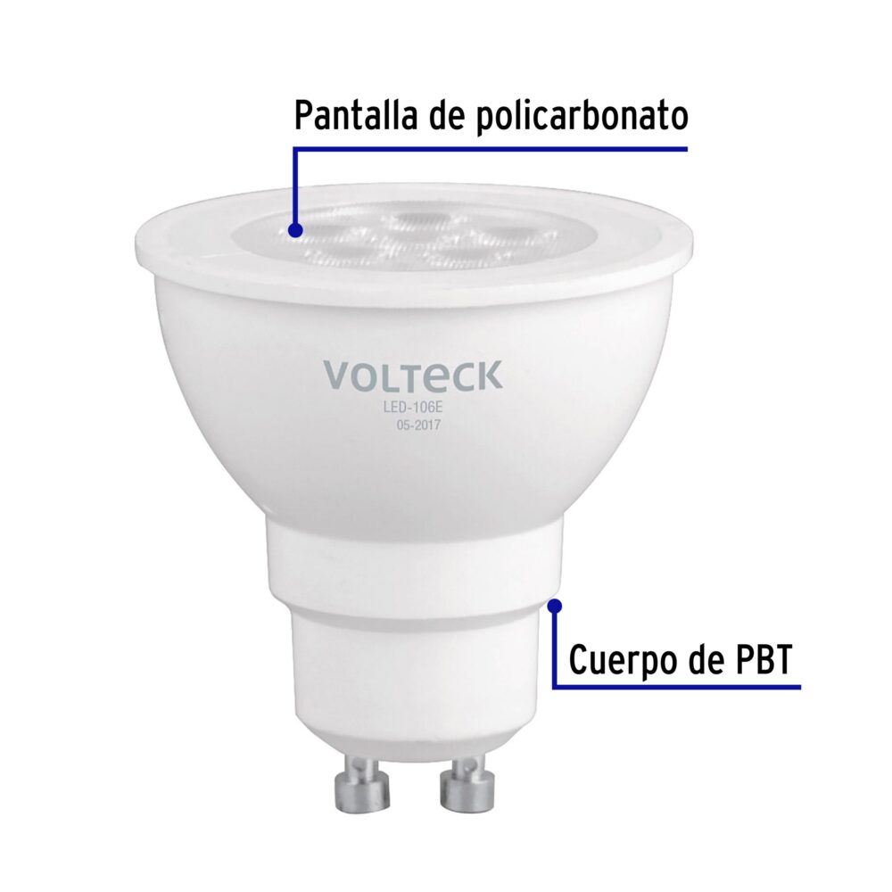 Lámpara de LED 6 W tipo MR 16 base GU10 luz de día, blíster, Volteck - Imagen 2
