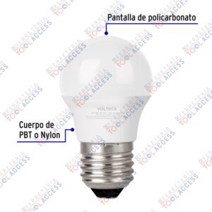 Alternative view of Foco LED 6W (40W) G45, 3000K blanca cálida, 550 lm, blíster, Volteck