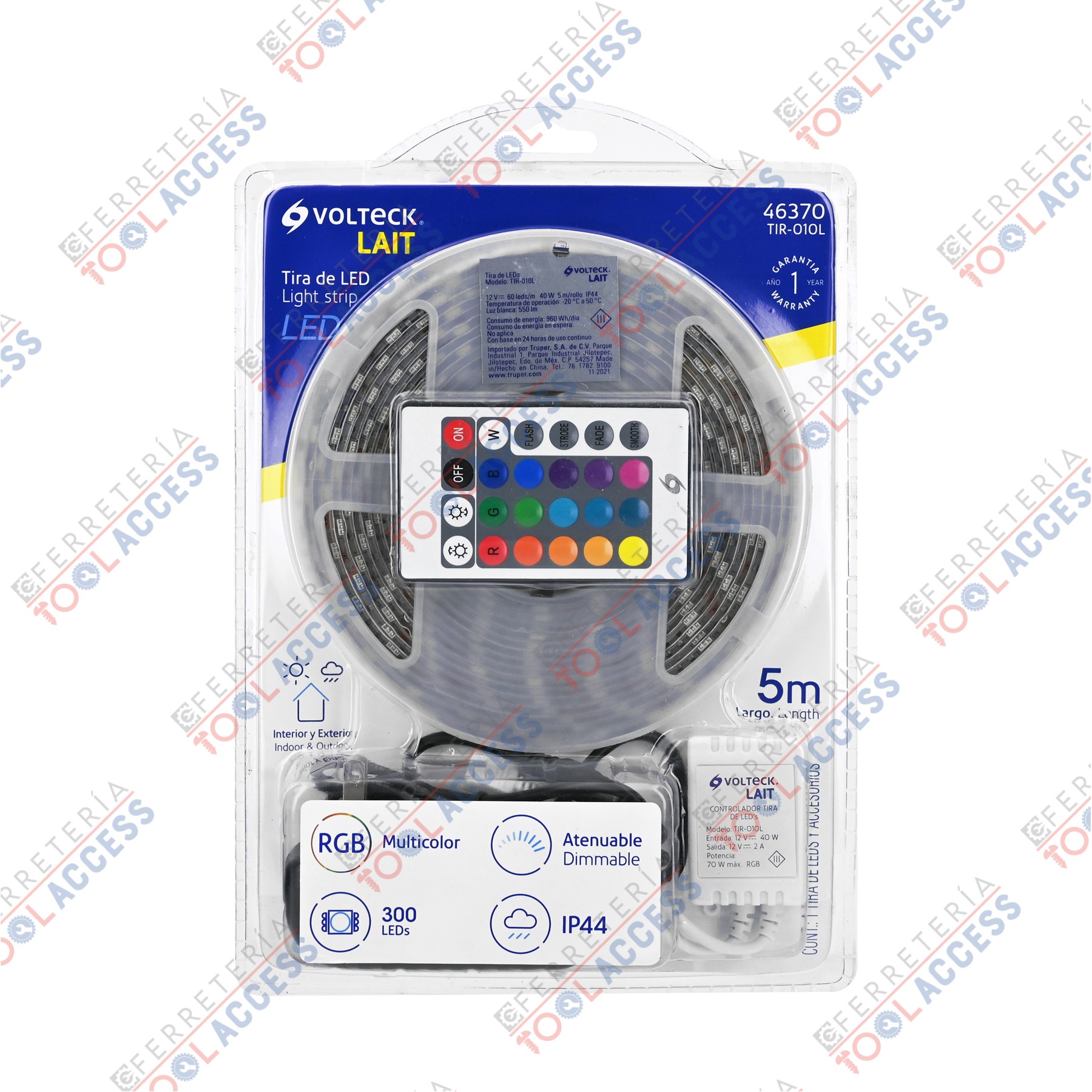 Tira LED 40 W para interior y exterior, 5 m, RGB, VOLTECK - Imagen 2