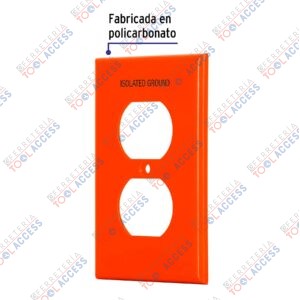Alternative view of Placa para contacto dúplex tierra aislada, línea estándar, Volteck
