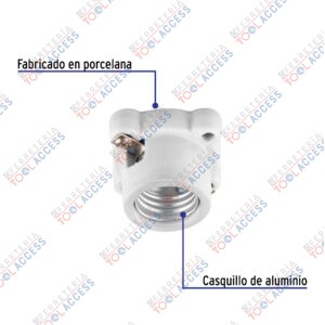 Alternative view of Portalámpara de porcelana, cuadrado, VOLTECK