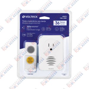 Timbre inalámbrico con receptor para enchufar, 1 tono, Volteck