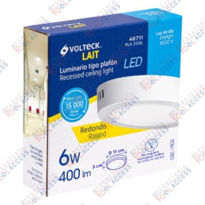 Alternative view of Luminario LED plafón 6W 6500K, redondo, blanco, VOLTECK