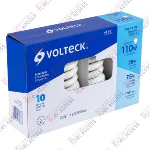 Pack 4 lámparas espiral T4 28 W luz de día, caja, VOLTECK