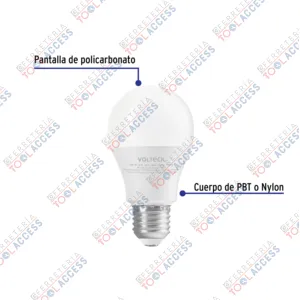 Alternative view of Foco LED 12W (75W) A19, 6500K blanca fría, 1050 lm, blíster, Volteck