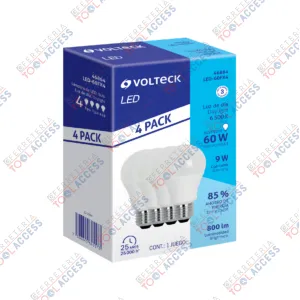 Pack 4 focos LED 9W (60W) A19, 6500K blanca fría, 800 lm, Volteck