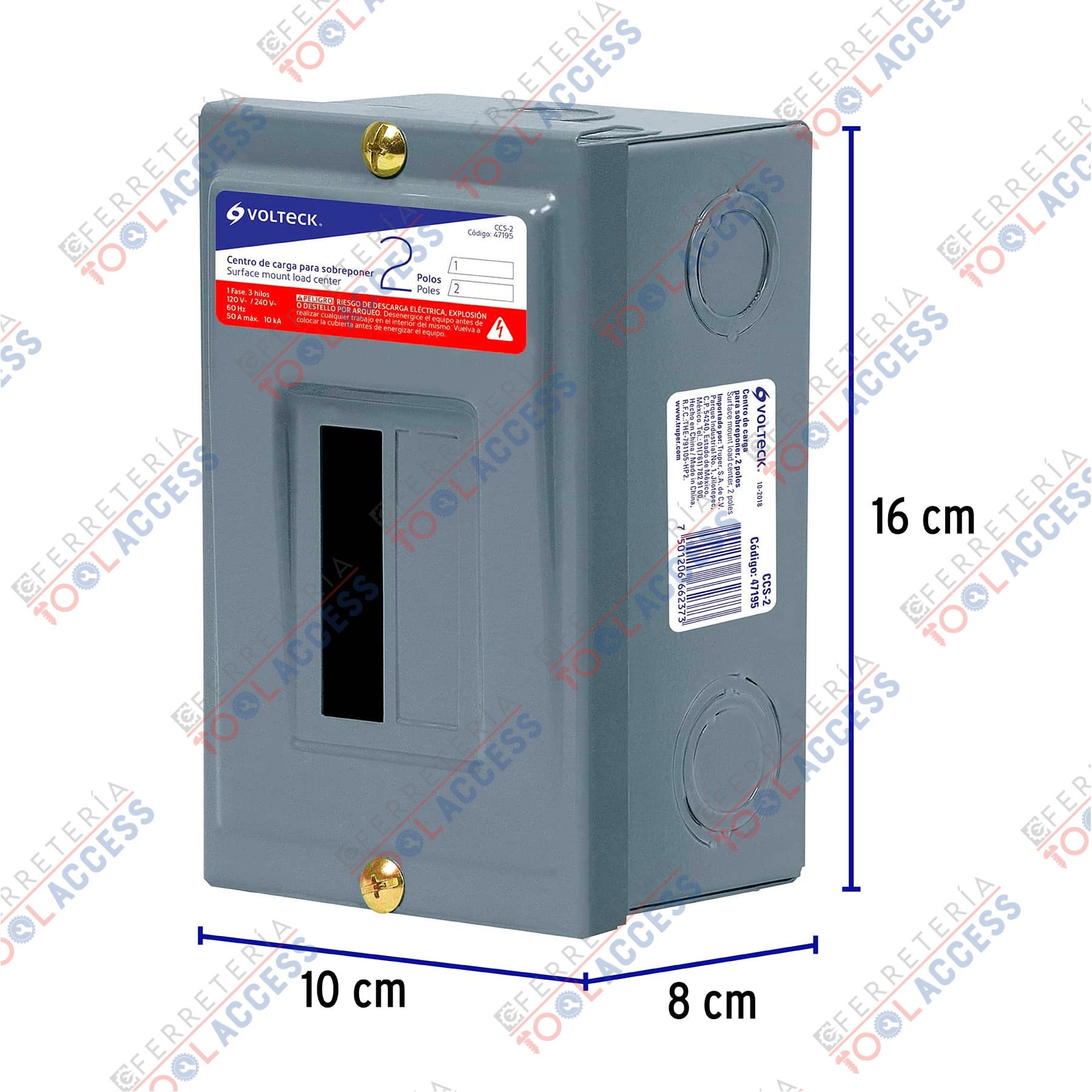 Centro de carga de sobreponer, 2 polos, VOLTECK - Imagen 3