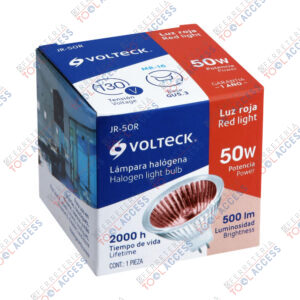 Lámpara de halógeno rojo 50 W tipo MR16 en caja, VOLTECK