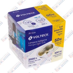 Lámpara de halógeno amarillo 50 W tipo MR16 en caja, VOLTECK