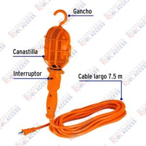 Alternative view of Lámpara de taller con canastilla plástica, 7.5 m, VOLTECK