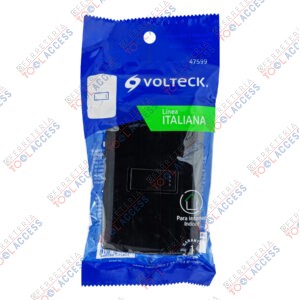 Placa armada 1 interruptor sencillo, negro, línea Italiana, Volteck