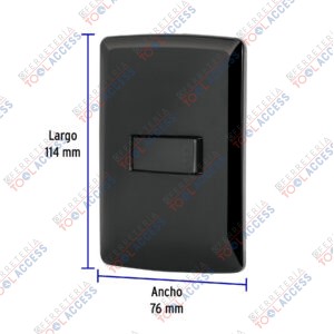 Alternative view of Placa armada 1 interruptor sencillo, negro, línea Italiana, Volteck