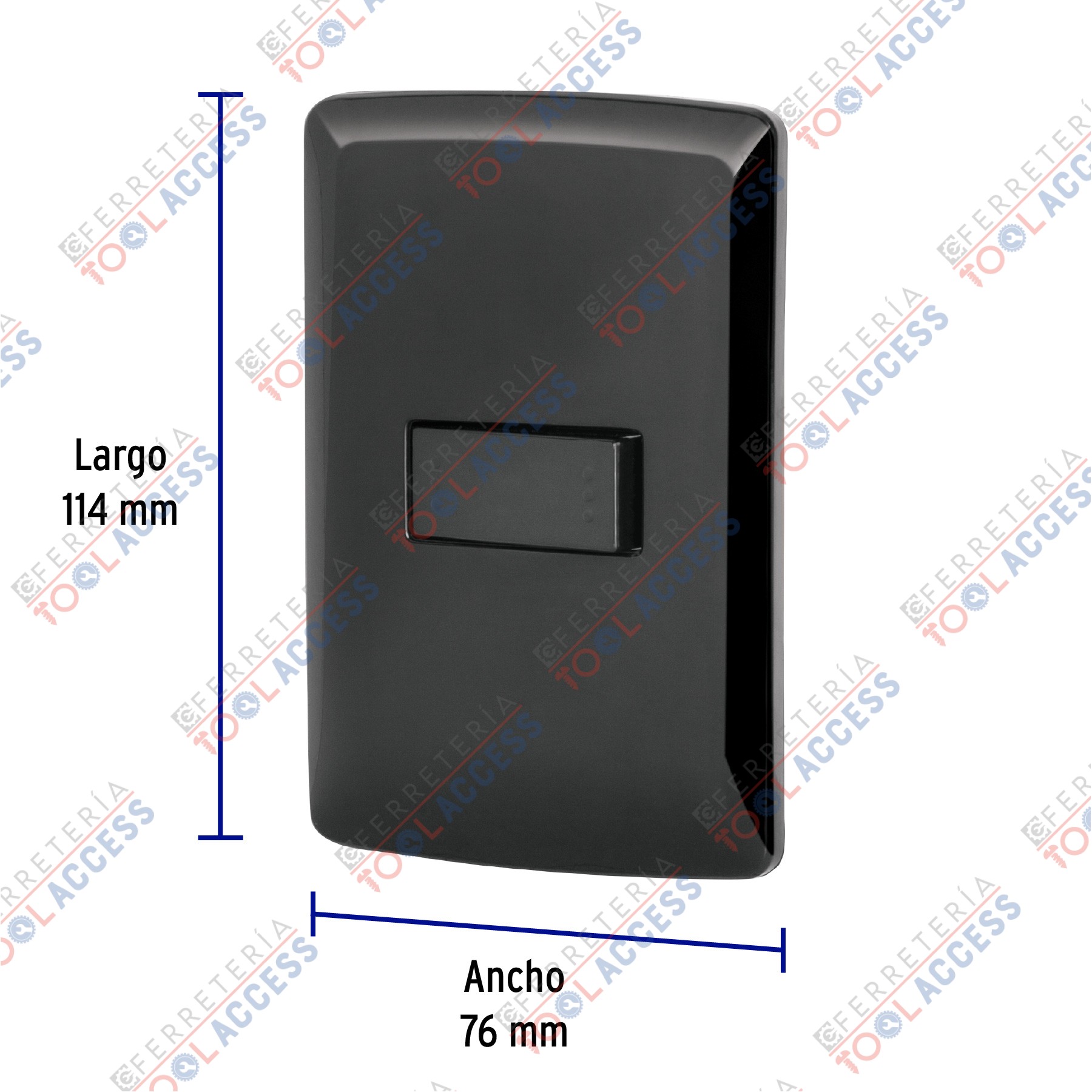 Alternative view of Placa armada 1 interruptor escalera, negro, línea Italiana, Volteck