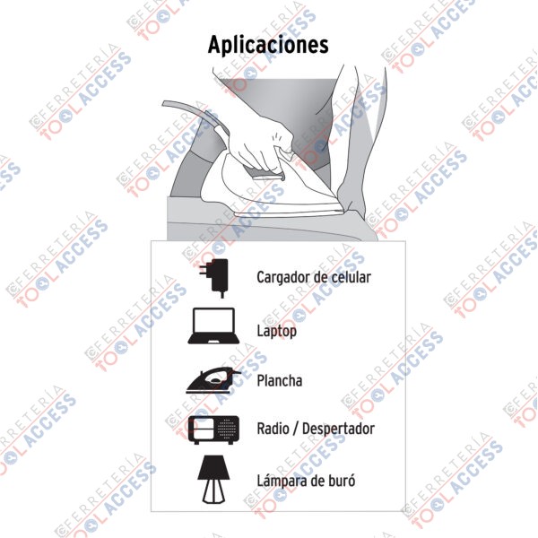 Extensión eléctrica doméstica 4 m clavija plana, blanca - Imagen 3