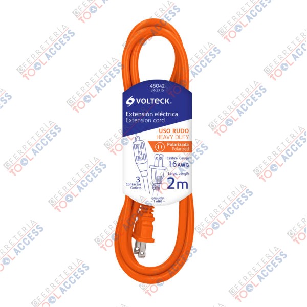 Extensión eléctrica de uso rudo 2 m 2x16 AWG, Volteck