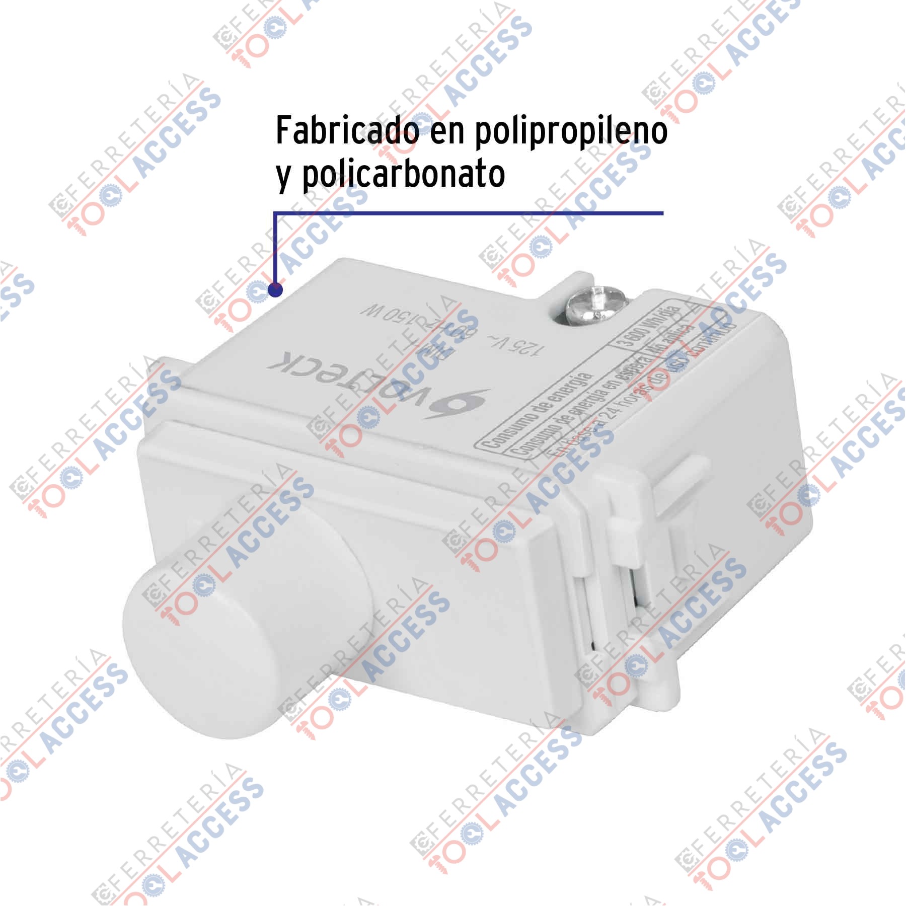 Alternative view of Dimmer giratorio, línea Italiana, color blanco, VOLTECK