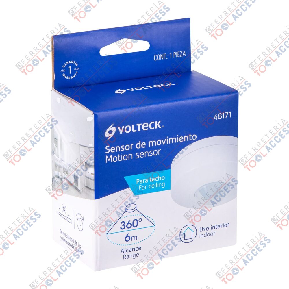 Sensor de movimiento para techo, alcance 6 m, VOLTECK