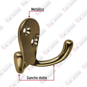 Alternative view of Gancho doble tipo perchero, latón antiguo, HERMEX