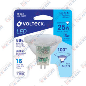 Lámpara trans. de LED 3W MR16 base GU5.3 luz de día, blíster, Volteck