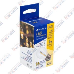 Foco LED filamento 1 W, S14, 2200K luz ambar, E26, VOLTECK