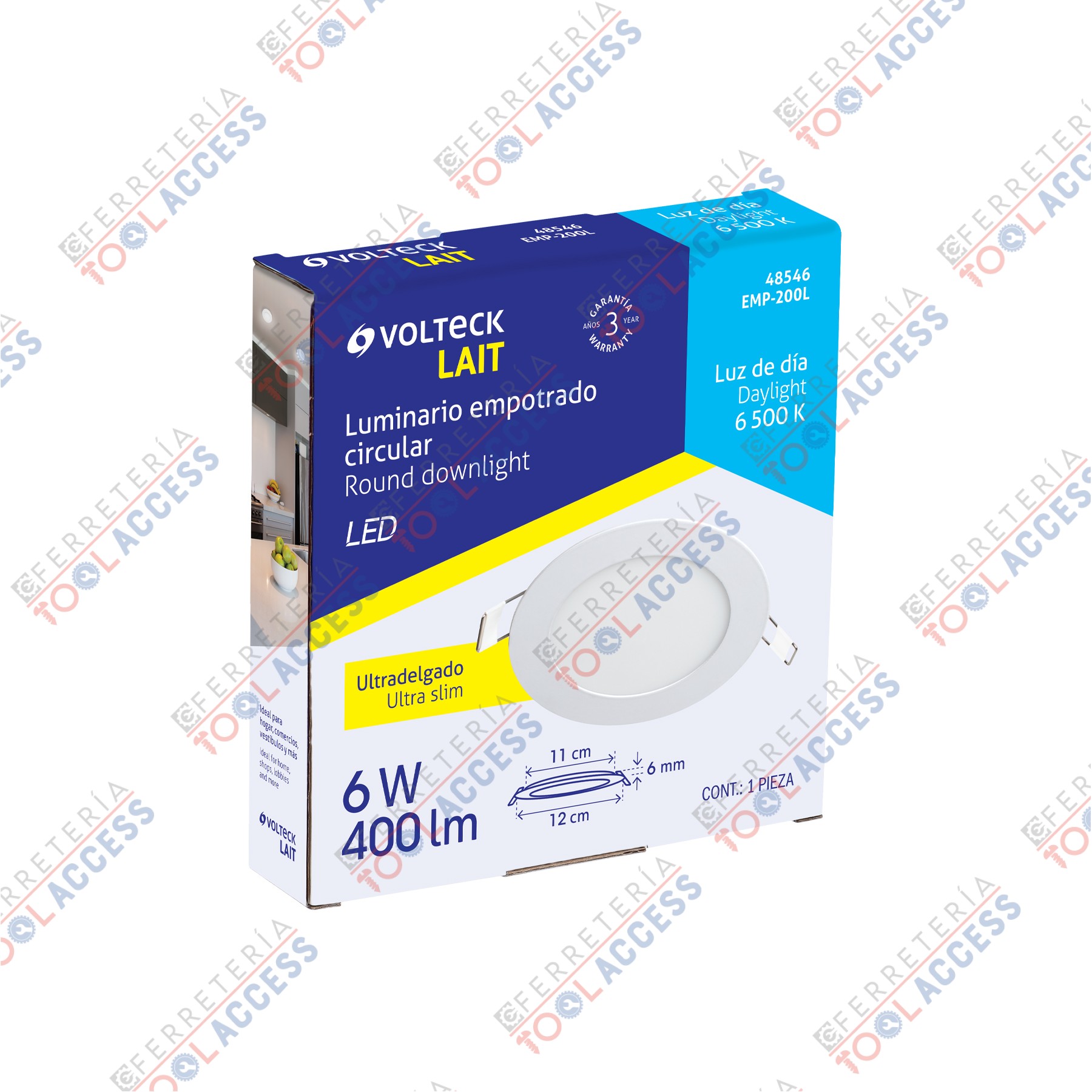 Luminario LED plafón 6W 6500K ultradelgado redondo, VOLTECK - Imagen 2