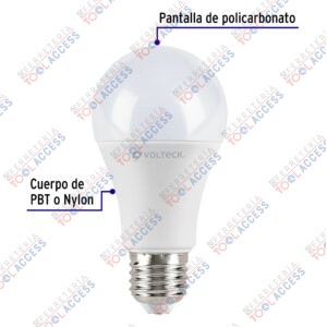 Alternative view of Pack 4 focos LED 12W (75W) A19, 6500K blanca fría, 1050 lm, Volteck