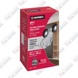 Sistema corredizo doble para riel superior de clóset, HERMEX