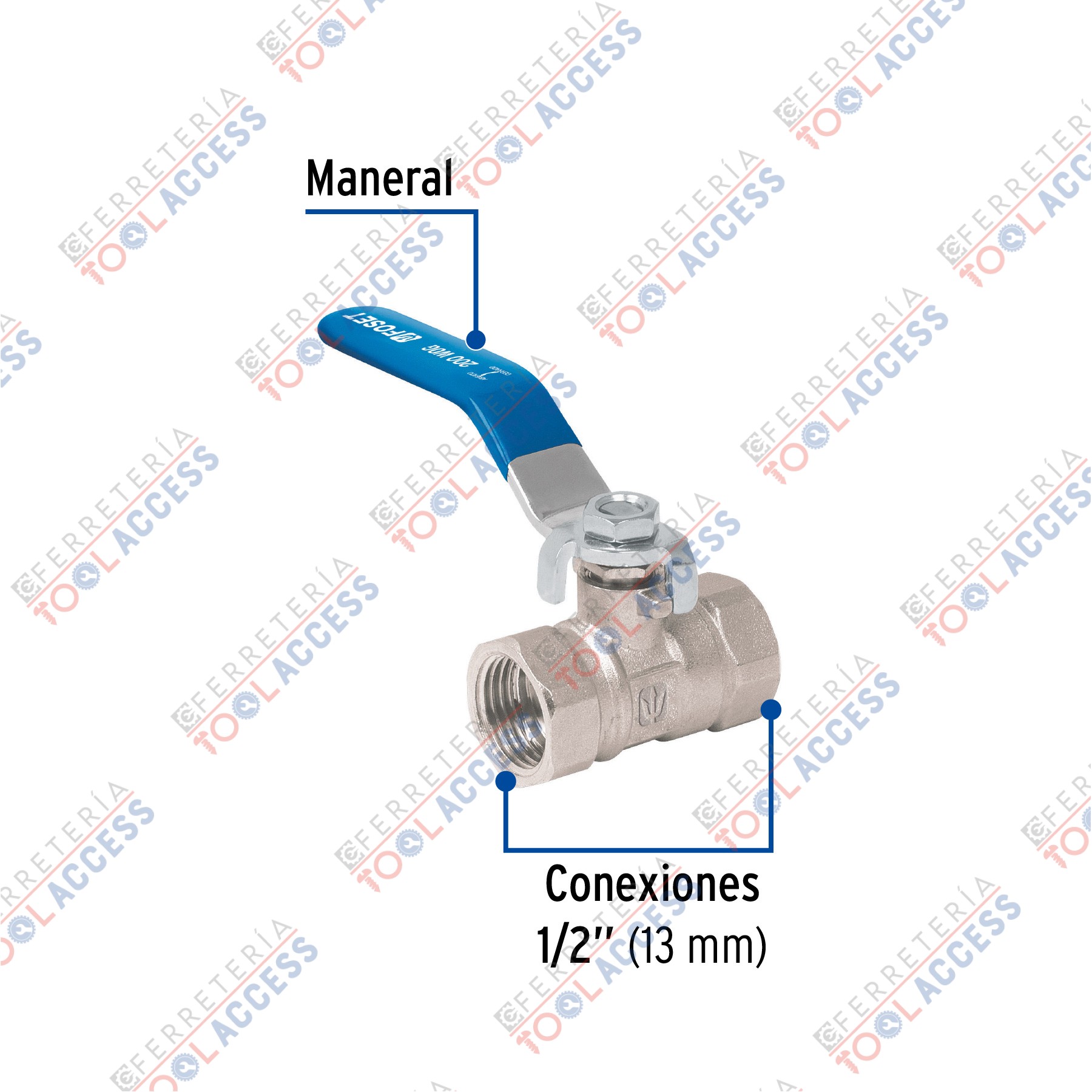 Alternative view of Válvula de esfera de latón, roscable 1/2", FOSET