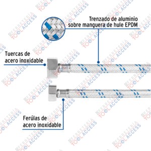 Alternative view of Manguera p/WC, aluminio, 1/2" x 7/8", 35 cm, FOSET