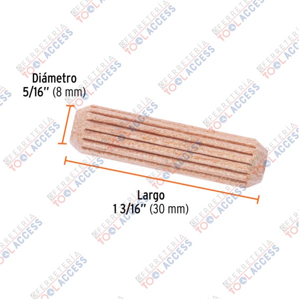 Blíster con 100 taquetes de madera ranurado 5/16", FIERO - Imagen 2