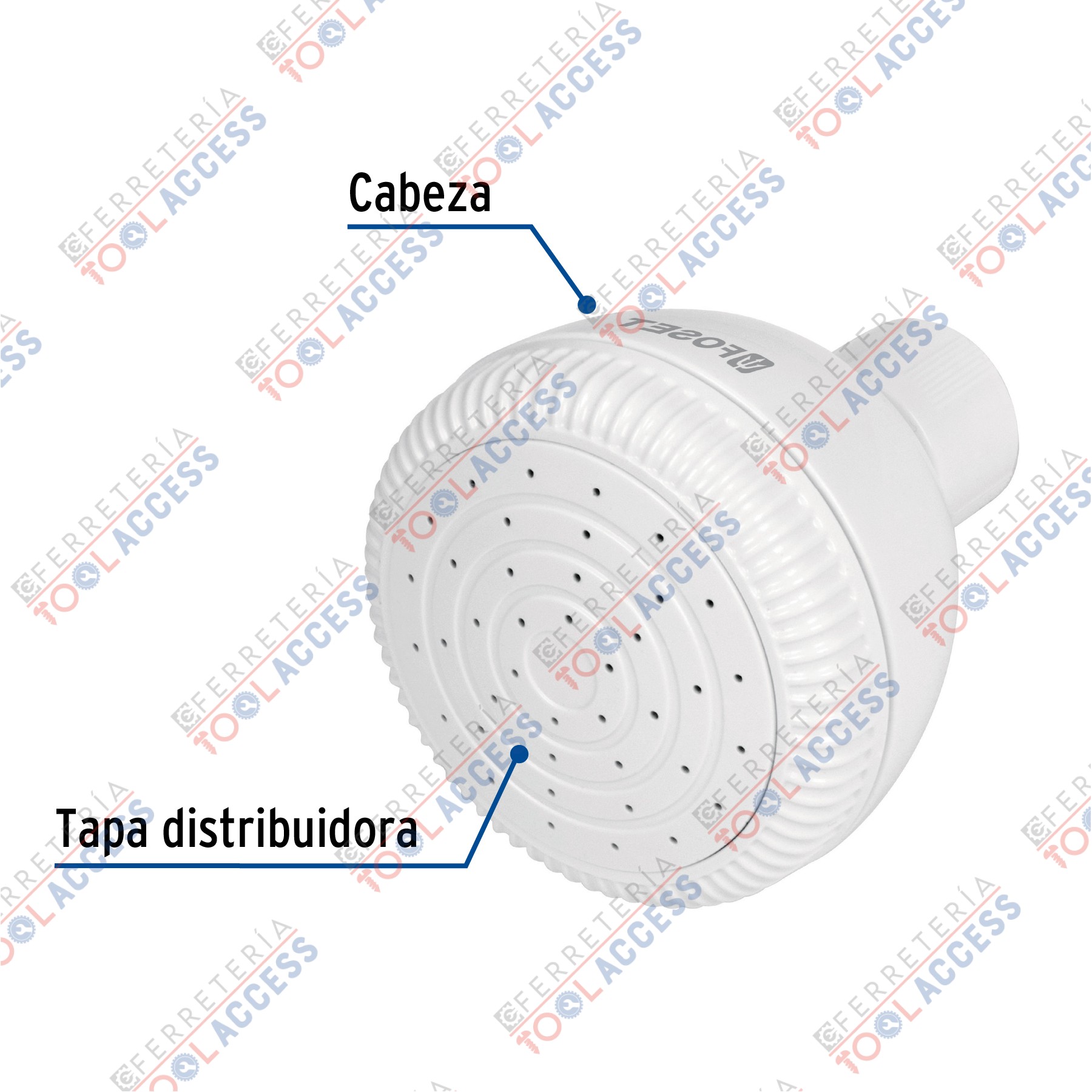 Alternative view of Regadera redonda de ABS 2-1/2" sin brazo, FOSET BASIC