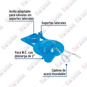 Alternative view of Sapo 2" para WC, PVC, azul, cadena plástica, FOSET