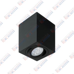 Luminario de sobreponer c/spot dirigible, cuadrado, negro, Volteck