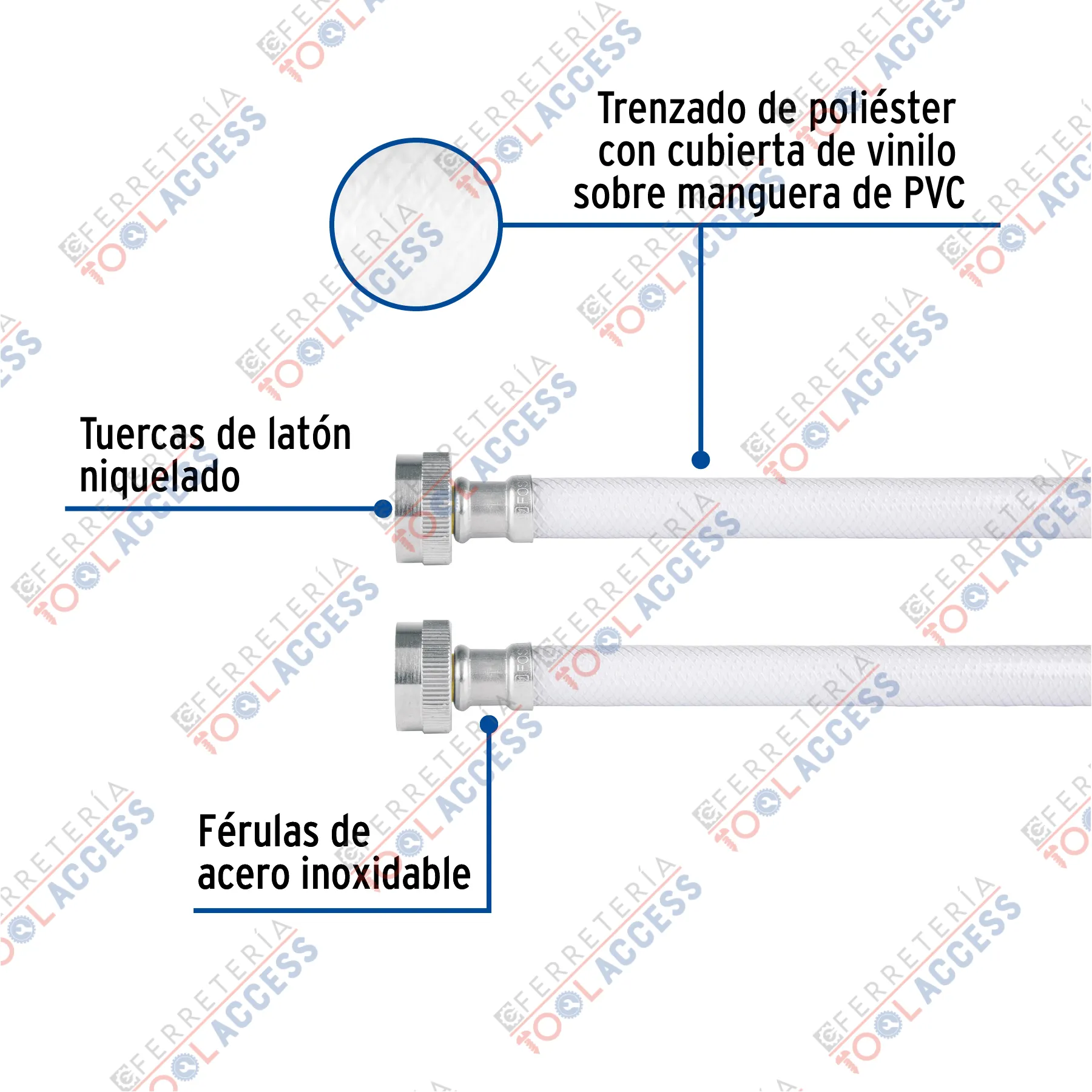 Alternative view of Manguera para lavadora, vinilo, 3/4" x 3/4", 1.2 m, FOSET