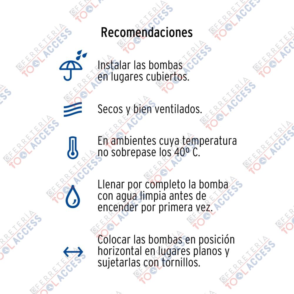 Bomba periférica 1/2HP, altura máx 25m, uso agrícola, FOSET - Imagen 3