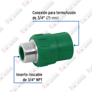 Alternative view of Adaptador PPR 3/4" macho con inserto metálico, FOSET