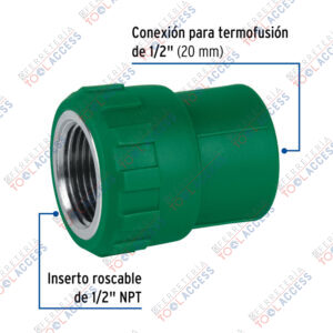 Alternative view of Adaptador PPR 1/2" hembra con inserto metálico, FOSET