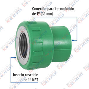 Alternative view of Adaptador PPR 1" hembra con inserto metálico, FOSET