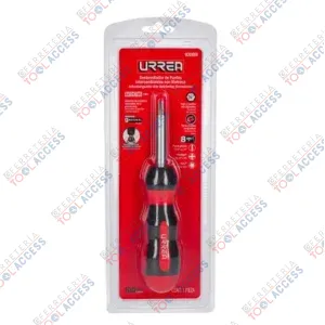 Destornillador con mango bimaterial de matraca con puntas intercambiables 8 en 1, Urrea