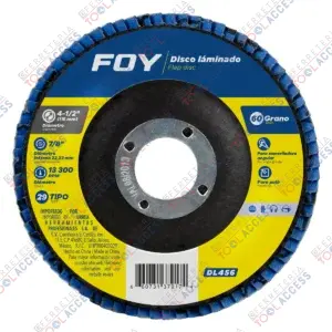 Disco laminado tipo 29 grano 60, 4-1/2", Foy