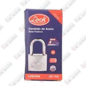 Candado de acero largo 50 mm, llave estándar, en caja, Lock