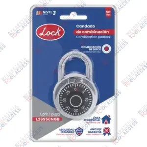 Candado de combinación de disco, negro, 50 mm, Lock