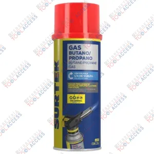 Lata de gas butano/propano con válvula 1/4 de vuelta 220 g, Surtek