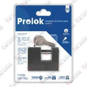 Candado de hierro para cortina metálica 80 mm, negro, llave estándar, Prolok